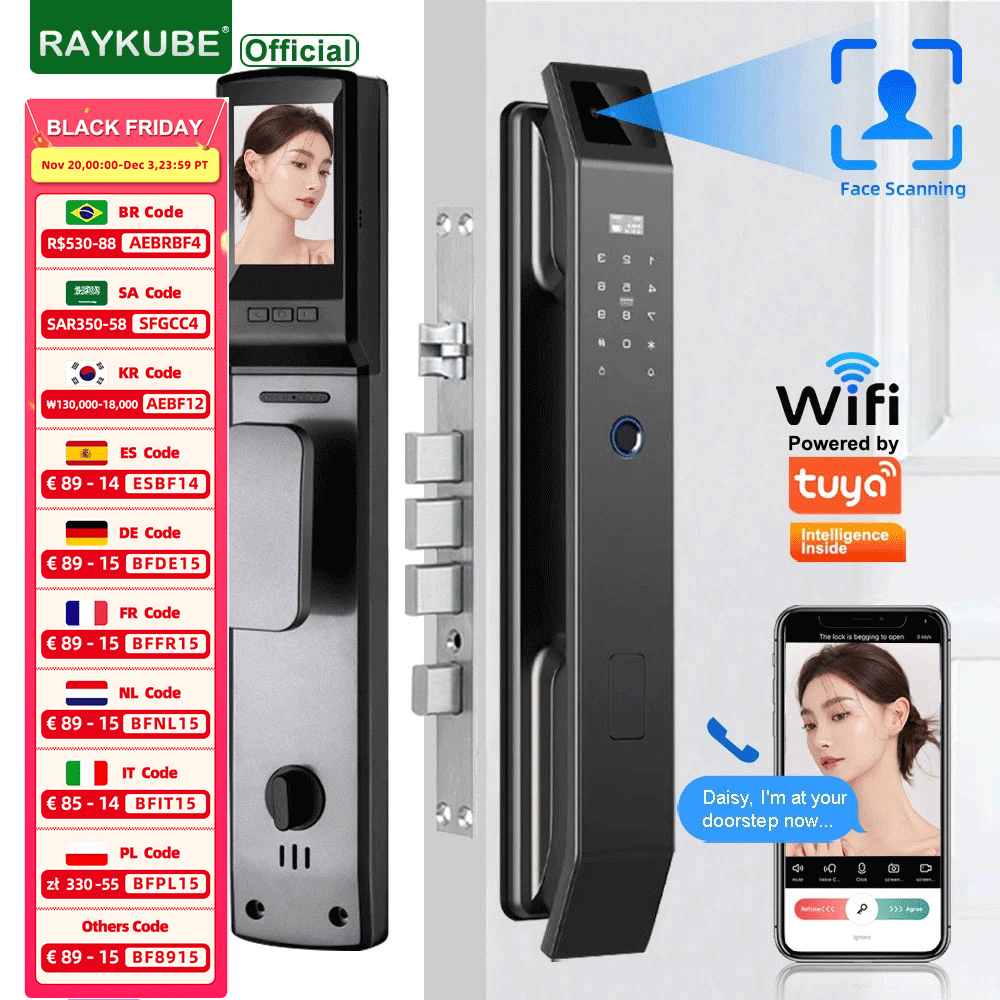 Door Lock Smart Keypad - RAYKUBE DF14 Tuya WiFi 3D Face