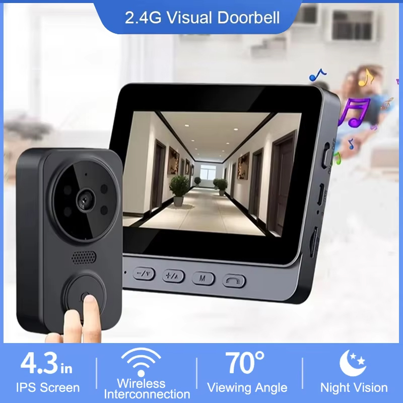 Home Security Doorbell Camera - 4.3 Inch WiFi Wireless Video Doorbell