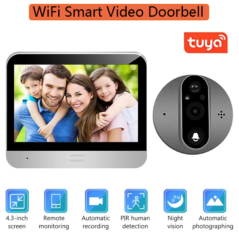 Home Security Doorbell Camera - 4.3 Inch WiFi Tuya Smart Video