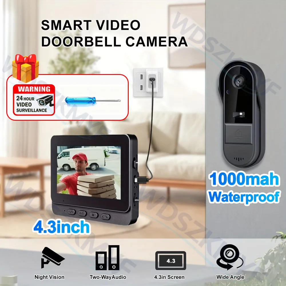 4.3in IPS Screen Wireless Door - Home Security Doorbell Camera recension och pris