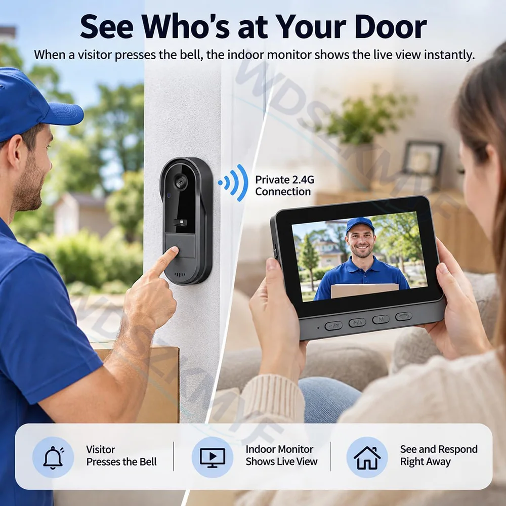 4.3in IPS Screen Wireless Door - Home Security Doorbell Camera recension och pris