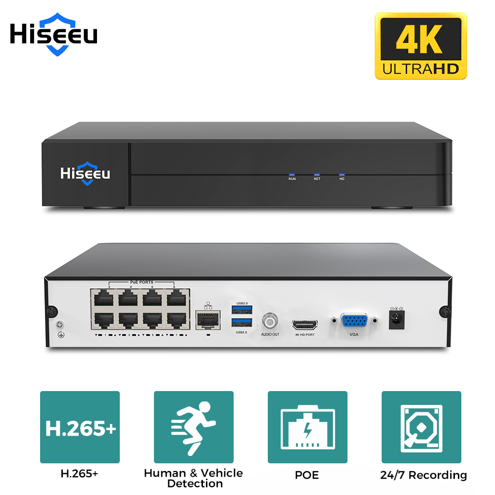 Hiseeu 8CH 4K PoE NVR Network  - Home Security With Cameras recension och pris