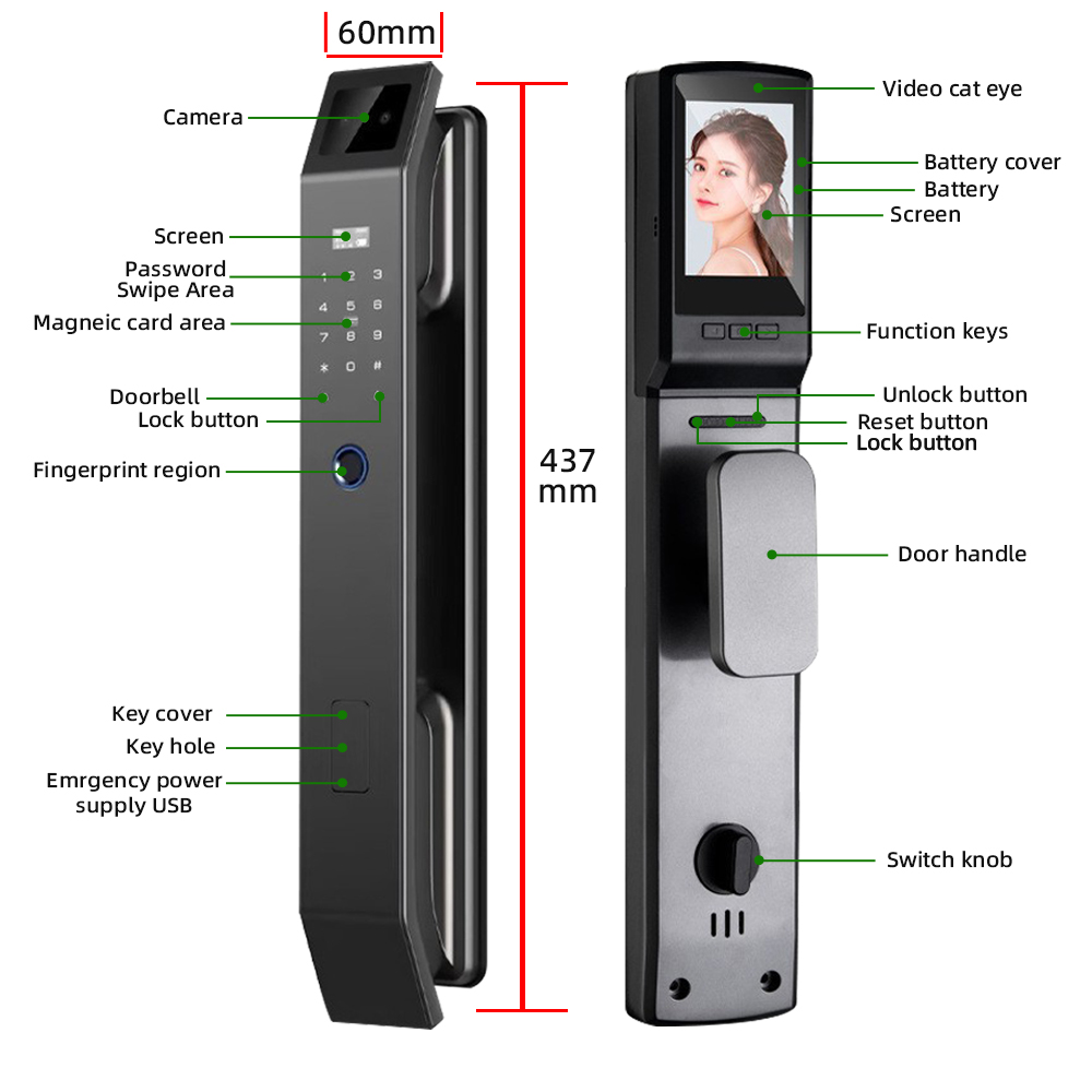 RAYKUBE DF14 Tuya WiFi 3D Face - Door Lock Smart Keypad recension och pris