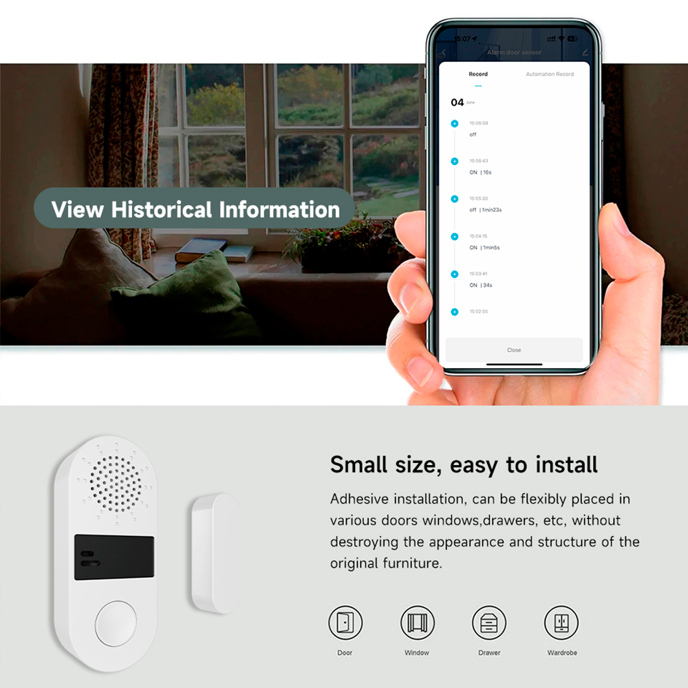 Tuya Zigbee Wireless Door Wind - Home Security Business recension och pris