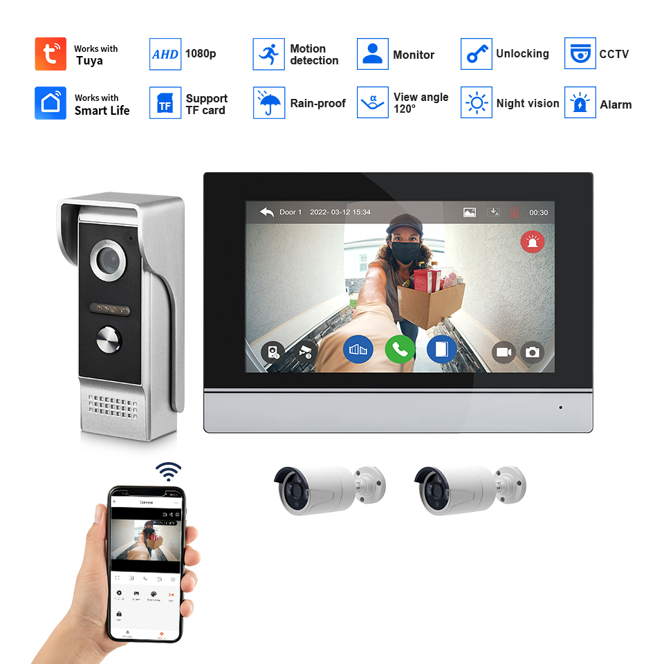 7Inch IPS Screen 2MP  Tuya Rem - Home Security Doorbell Camera recension och pris